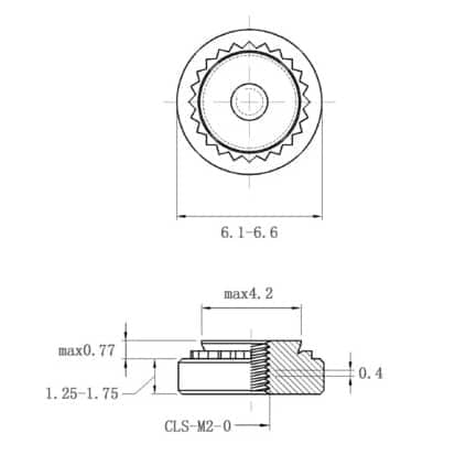 Self Clinching Nuts CLS-M2-0 Metric Sizes drawing