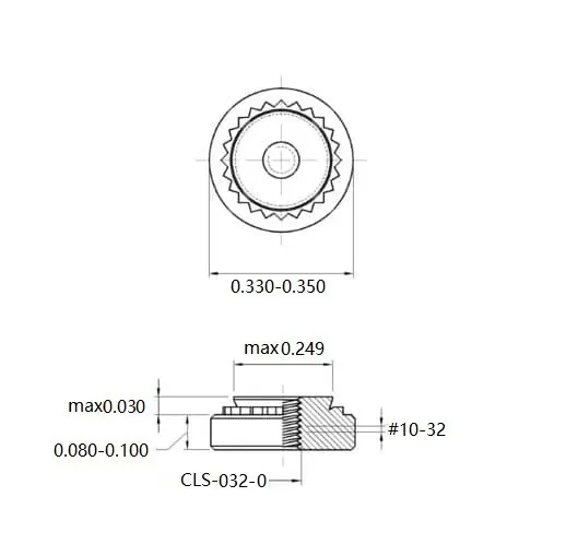 Self Clinching Nuts CLS-032-0 Inch Sizes drawing