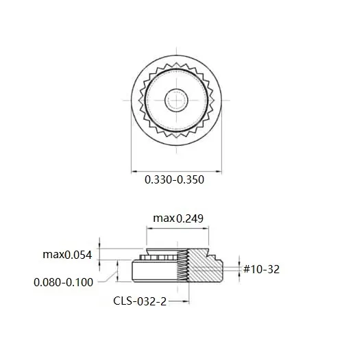 Self Clinching Nuts CLS-032-2 Inch Sizes drawing