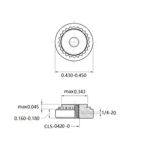 Self Clinching Nuts CLS-0420-0 Inch Sizes drawing