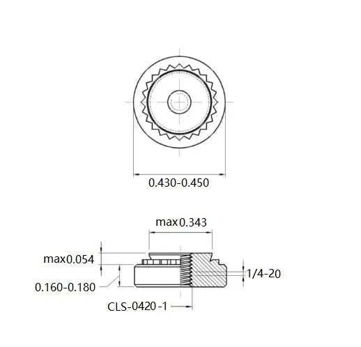 Self Clinching Nuts CLS-0420-1 Inch Sizes drawing