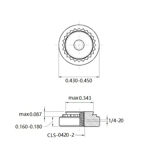 Self Clinching Nuts CLS-0420-2 Inch Sizes drawing