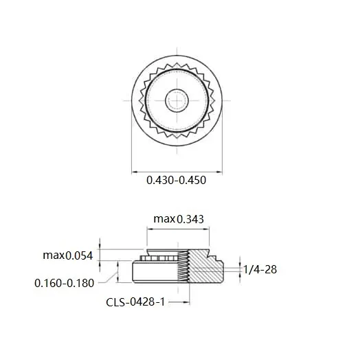 Self Clinching Nuts CLS-0428-1 Inch Sizes drawing