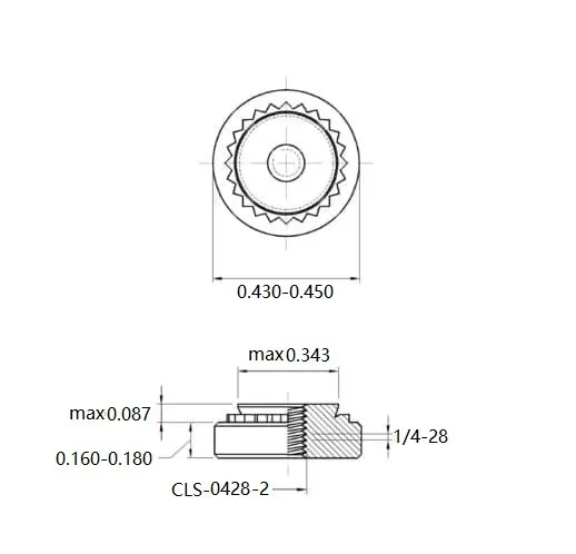 Self Clinching Nuts CLS-0428-2 Inch Sizes drawing