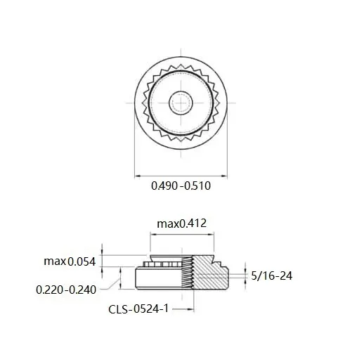 Self Clinching Nuts CLS-0524-1 Inch Sizes drawing