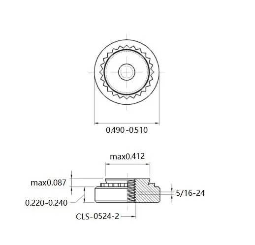 Self Clinching Nuts CLS-0524-2 Inch Sizes drawing