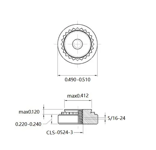 Self Clinching Nuts CLS-0524-3 Inch Sizes drawing