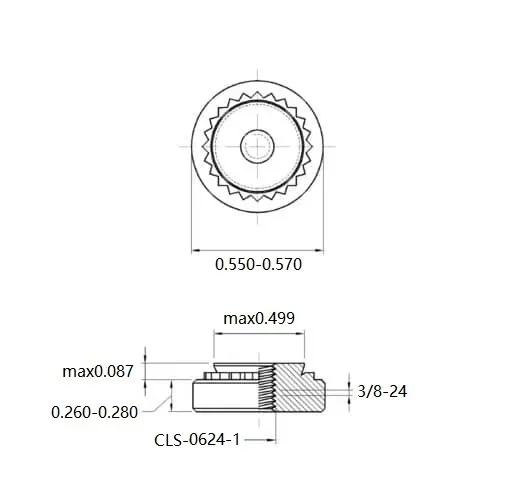 Self Clinching Nuts CLS-0624-1 Inch Sizes drawing