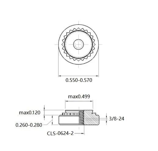 Self Clinching Nuts CLS-0624-2 Inch Sizes drawing