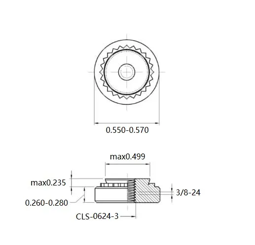 Self Clinching Nuts CLS-0624-3 Inch Sizes drawing