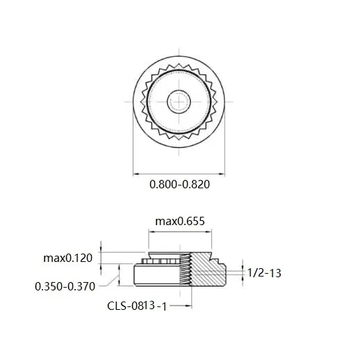 Self Clinching Nuts CLS-0813-1 Inch Sizes drawing