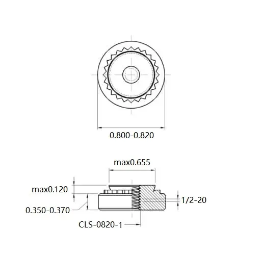 Self Clinching Nuts CLS-0820-1 Inch Sizes drawing