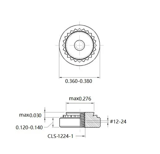 Self Clinching Nuts CLS-1224-1 Inch Sizes drawing