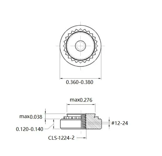 Self Clinching Nuts CLS-1224-2 Inch Sizes drawing