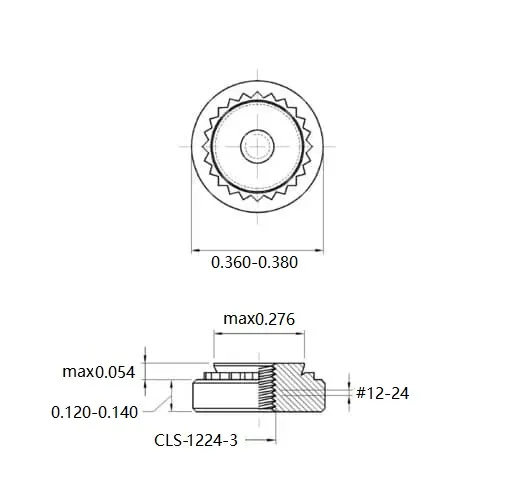 Self Clinching Nuts CLS-1224-3 Inch Sizes drawing