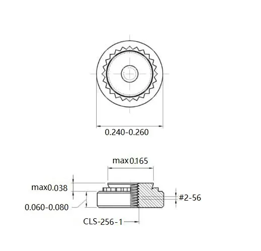 Self Clinching Nuts CLS-256-1 Inch Sizes drawing