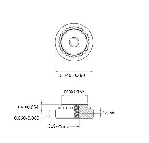 Self Clinching Nuts CLS-256-2 Inch Sizes drawing