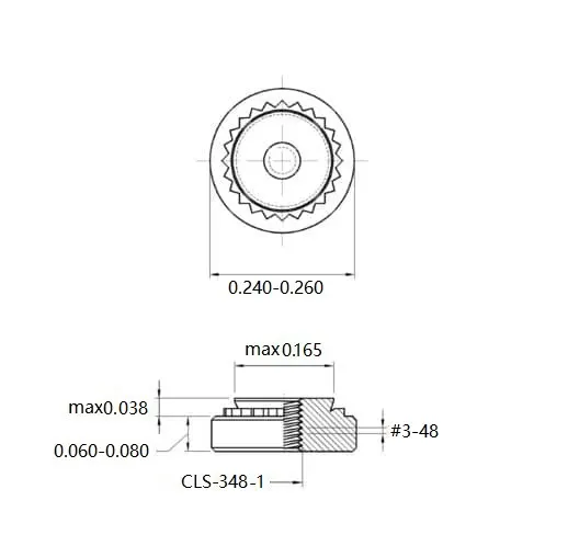 Self Clinching Nuts CLS-348-1 Inch Sizes drawing