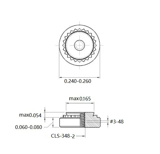Self Clinching Nuts CLS-348-2 Inch Sizes drawing