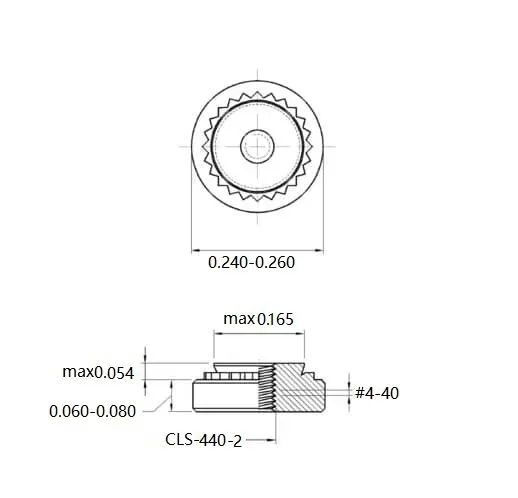 Self Clinching Nuts CLS-440-2 Inch Sizes drawing