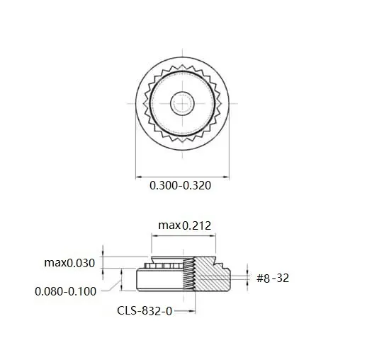 Self Clinching Nuts CLS-832-0 Inch Sizes drawing
