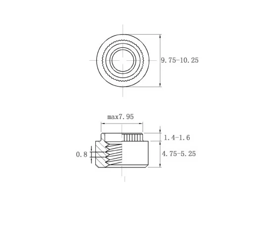 Self Clinching Nuts Flare-In Nuts ZS-M5-1.5 Metric Sizes drawing