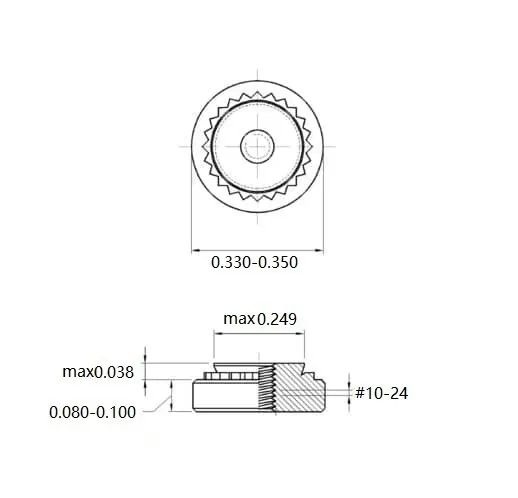 Self Clinching Nuts S-024-1-ZI-ZC-ZB-ZU Inch Sizes drawing