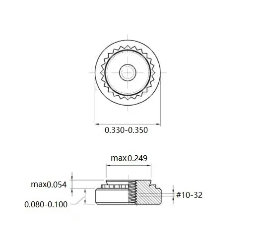 Self Clinching Nuts S-032-2-ZI-ZC-ZB-ZU Inch Sizes drawing