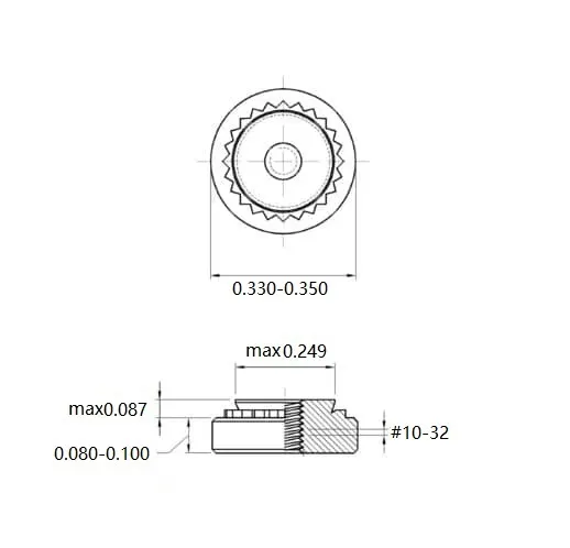 Self Clinching Nuts S-032-3-ZI-ZC-ZB-ZU Inch Sizes drawing