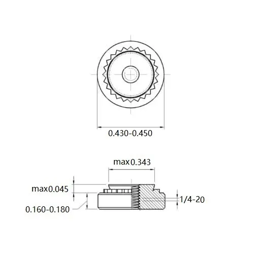 Self Clinching Nuts S-0420-0-ZI-ZC-ZB-ZU Inch Sizes drawing