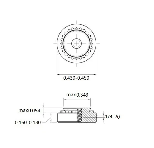 Self Clinching Nuts S-0420-1-ZI-ZC-ZB-ZU Inch Sizes drawing