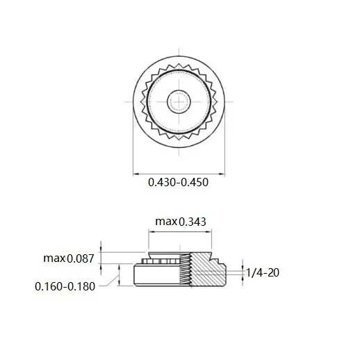 Self Clinching Nuts S-0420-2-ZI-ZC-ZB-ZU Inch Sizes drawing