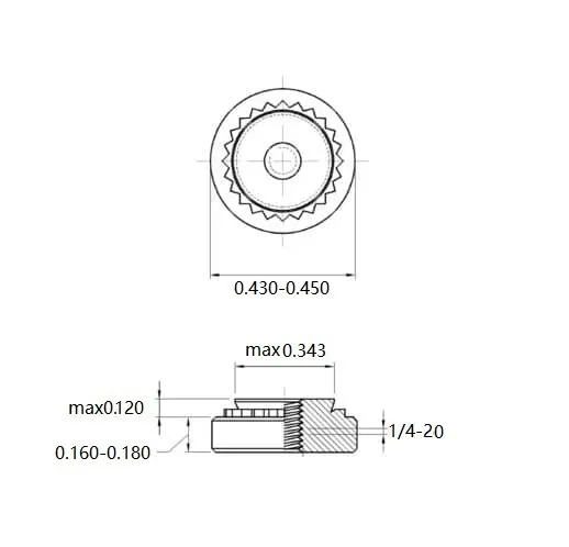 Self Clinching Nuts S-0420-3-ZI-ZC-ZB-ZU Inch Sizes drawing