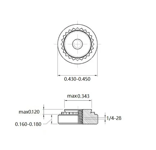 Self Clinching Nuts S-0428-3-ZI-ZC-ZB-ZU Inch Sizes drawing