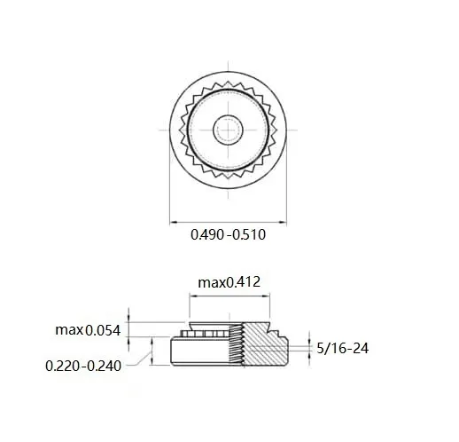 Self Clinching Nuts S-0524-1-ZI-ZC-ZB-ZU Inch Sizes drawing