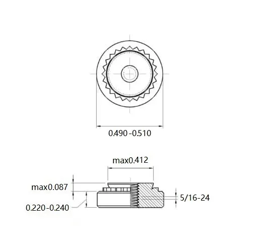 Self Clinching Nuts S-0524-2-ZI-ZC-ZB-ZU Inch Sizes drawing