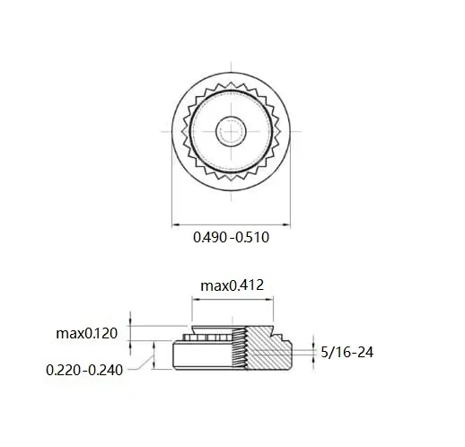 Self Clinching Nuts S-0524-3-ZI-ZC-ZB-ZU Inch Sizes drawing