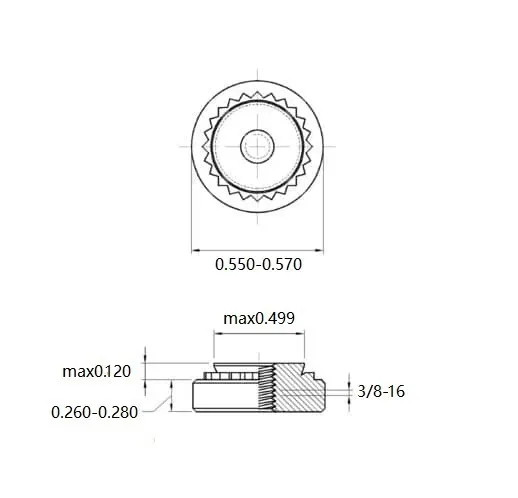 Self Clinching Nuts S-0616-2-ZI-ZC-ZB-ZU Inch Sizes drawing