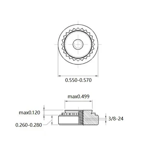 Self Clinching Nuts S-0624-2-ZI-ZC-ZB-ZU Inch Sizes drawing