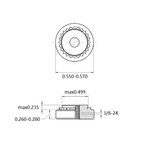 Self Clinching Nuts S-0624-3-ZI-ZC-ZB-ZU Inch Sizes drawing