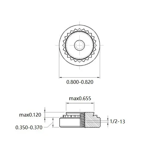 Self Clinching Nuts S-0813-1-ZI-ZC-ZB-ZU Inch Sizes drawing