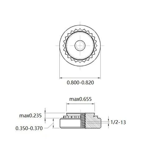 Self Clinching Nuts S-0813-2-ZI-ZC-ZB-ZU Inch Sizes drawing