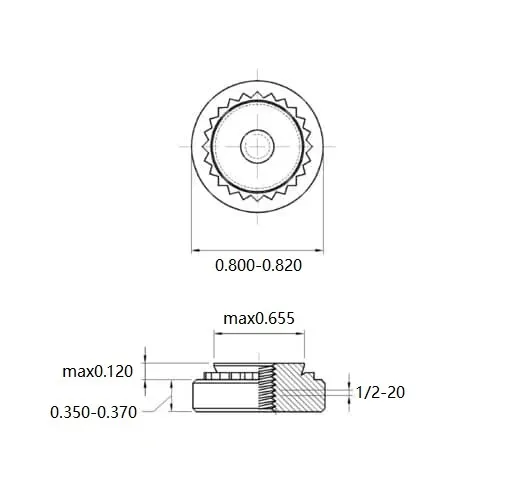 Self Clinching Nuts S-0820-1-ZI-ZC-ZB-ZU Inch Sizes drawing