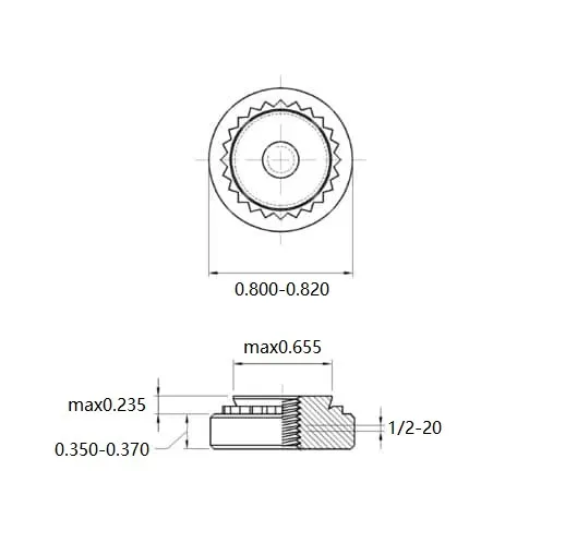 Self Clinching Nuts S-0820-2-ZI-ZC-ZB-ZU Inch Sizes drawing