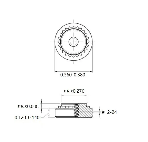Self Clinching Nuts S-1224-2-ZI-ZC-ZB-ZU Inch Sizes drawing