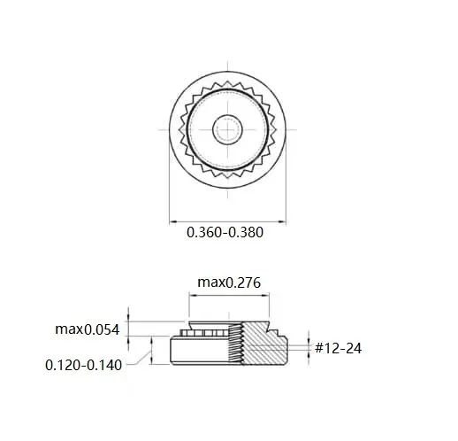 Self Clinching Nuts S-1224-3-ZI-ZC-ZB-ZU Inch Sizes drawing