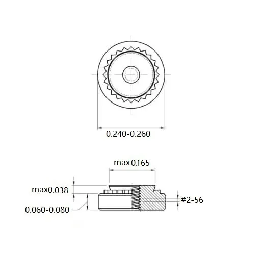 Self Clinching Nuts S-256-1-ZI-ZC-ZB-ZU Inch Sizes drawing