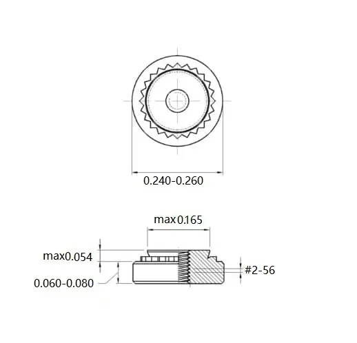 Self Clinching Nuts S-256-2-ZI-ZC-ZB-ZU Inch Sizes drawing
