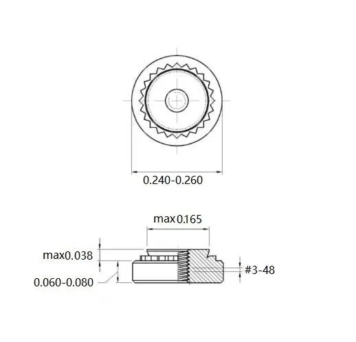 Self Clinching Nuts S-348-1-ZI-ZC-ZB-ZU Inch Sizes drawing