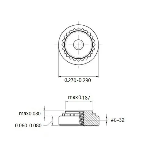 Self Clinching Nuts S-632-0-ZI-ZC-ZB-ZU Inch Sizes drawing